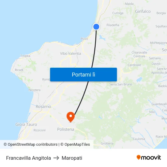 Francavilla Angitola to Maropati map