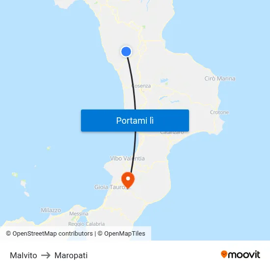 Malvito to Maropati map