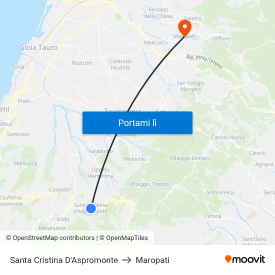 Santa Cristina D'Aspromonte to Maropati map