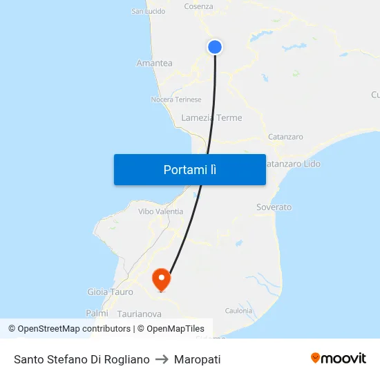 Santo Stefano Di Rogliano to Maropati map