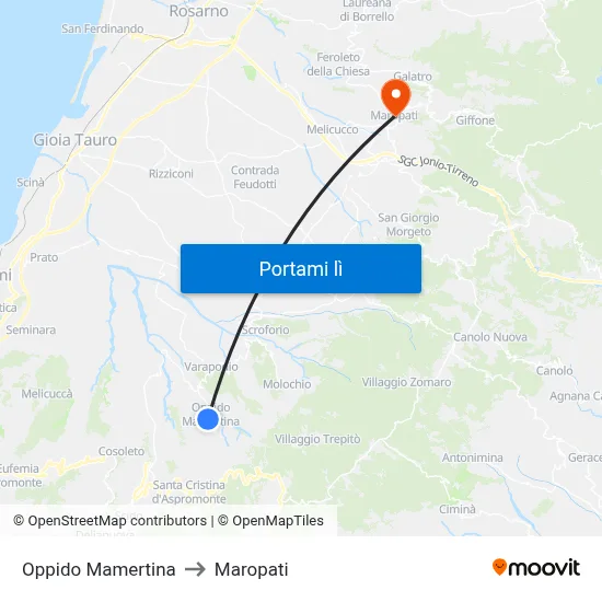 Oppido Mamertina to Maropati map