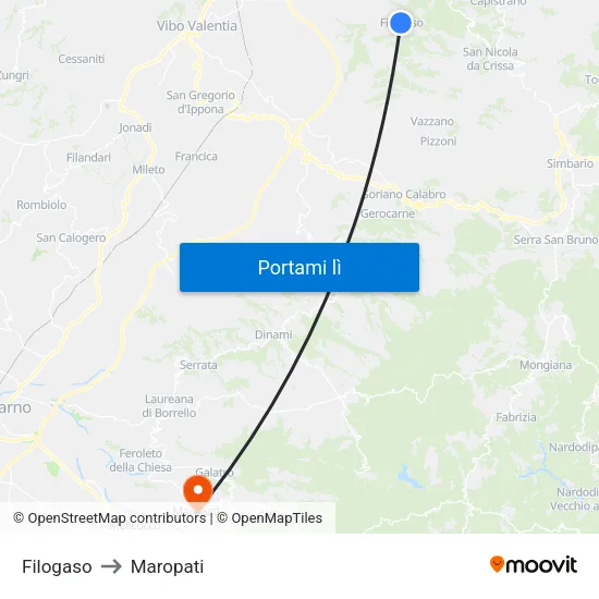 Filogaso to Maropati map
