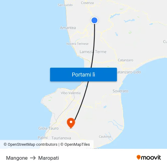 Mangone to Maropati map
