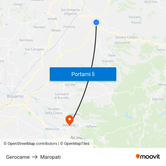 Gerocarne to Maropati map