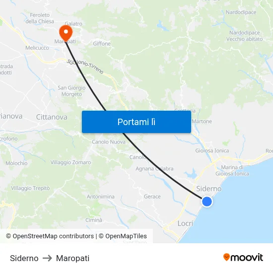 Siderno to Maropati map