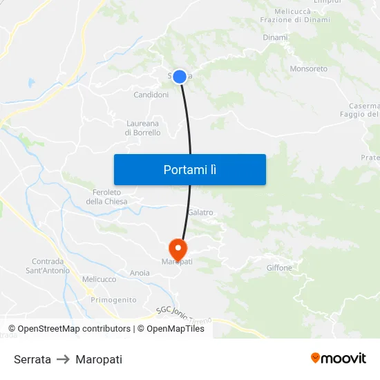 Serrata to Maropati map