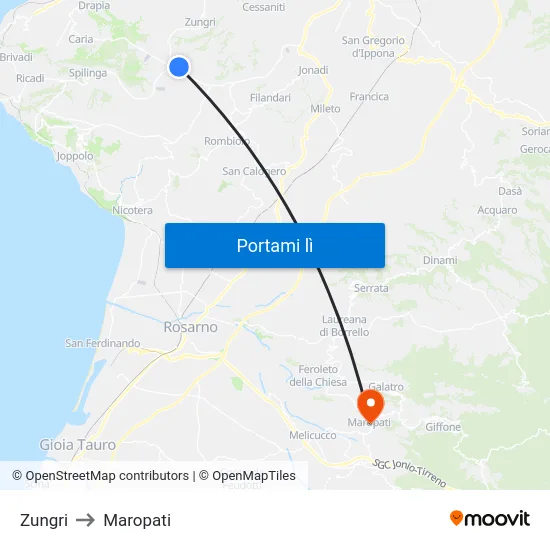 Zungri to Maropati map