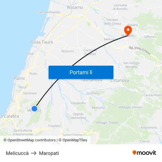 Melicuccà to Maropati map
