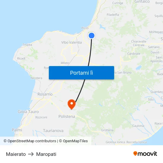 Maierato to Maropati map