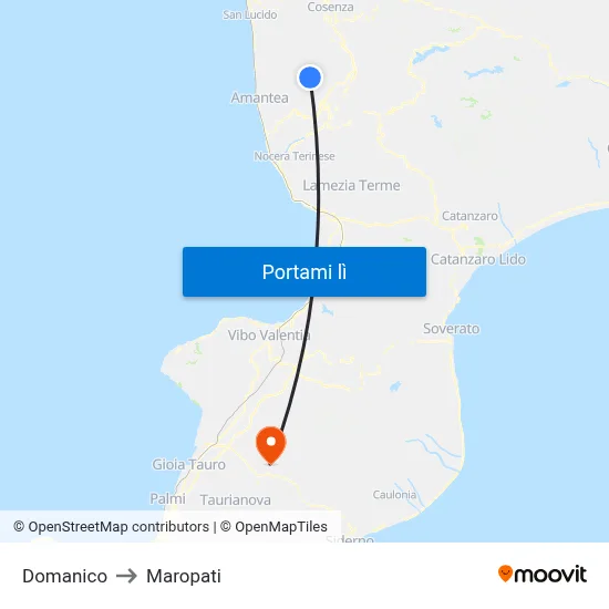 Domanico to Maropati map
