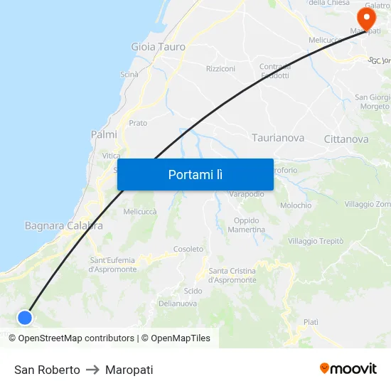 San Roberto to Maropati map