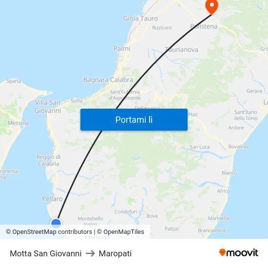 Motta San Giovanni to Maropati map