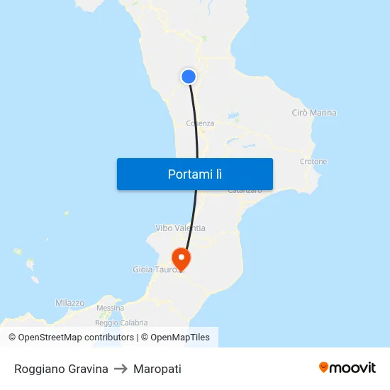 Roggiano Gravina to Maropati map