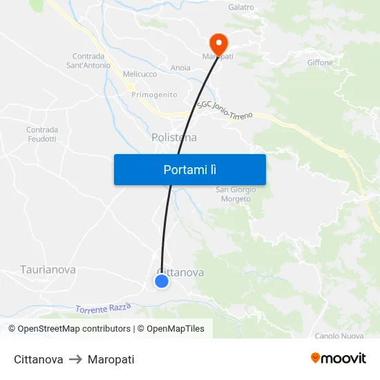 Cittanova to Maropati map