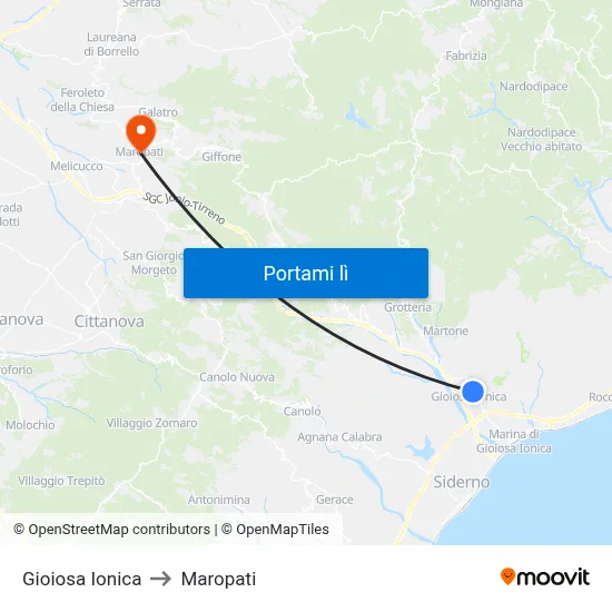 Gioiosa Ionica to Maropati map