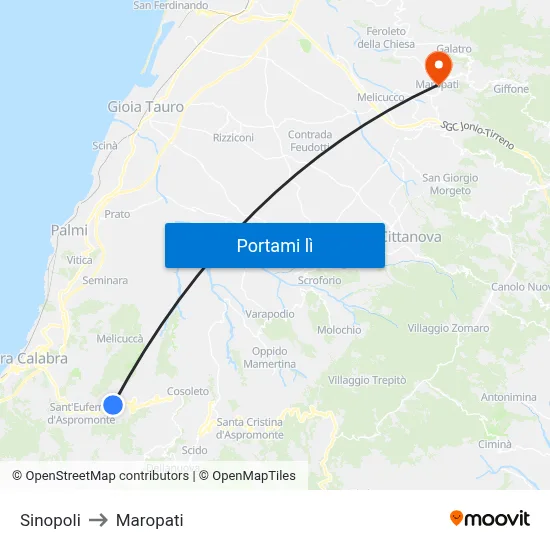 Sinopoli to Maropati map