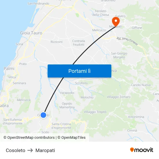 Cosoleto to Maropati map