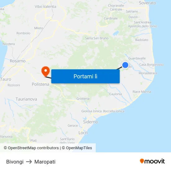 Bivongi to Maropati map