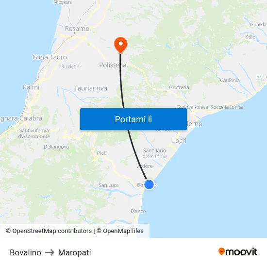 Bovalino to Maropati map