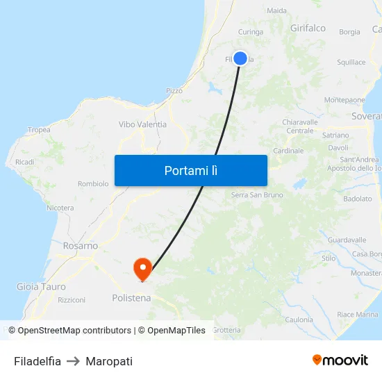 Filadelfia to Maropati map
