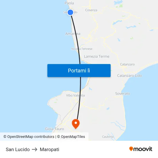 San Lucido to Maropati map
