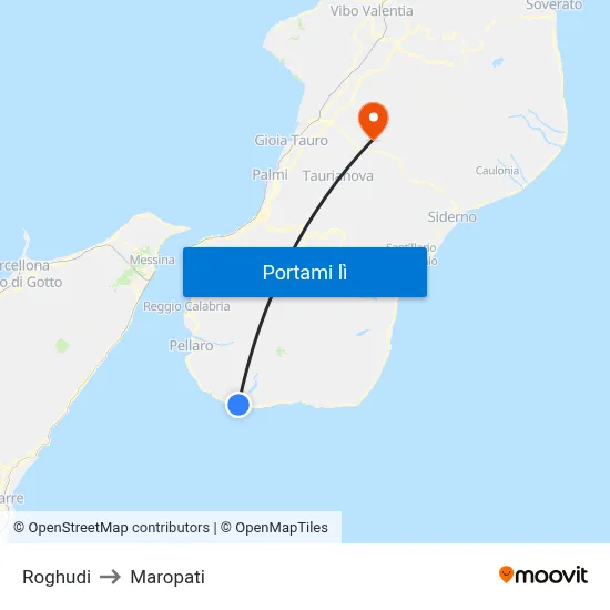 Roghudi to Maropati map