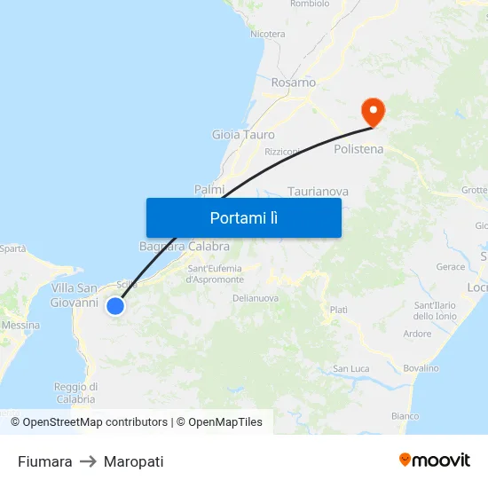 Fiumara to Maropati map