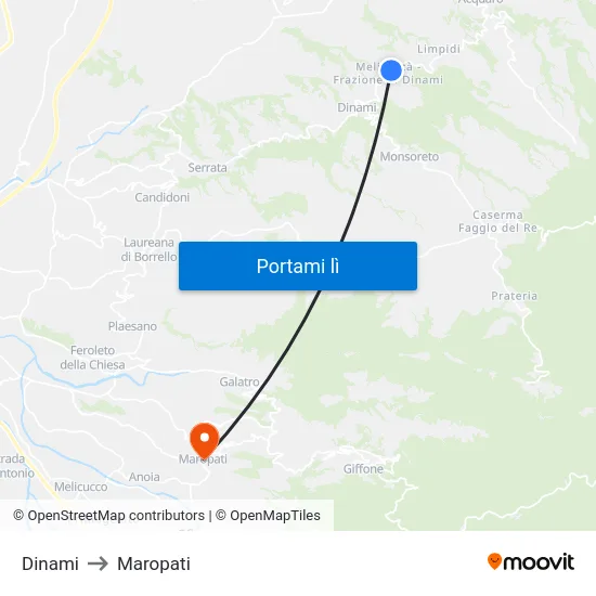 Dinami to Maropati map