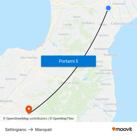 Settingiano to Maropati map