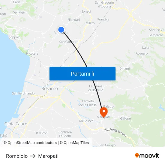 Rombiolo to Maropati map