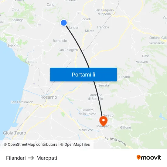 Filandari to Maropati map