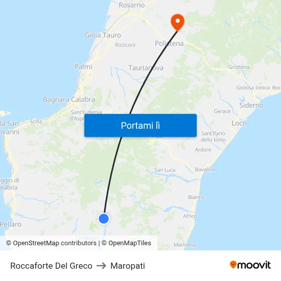 Roccaforte Del Greco to Maropati map