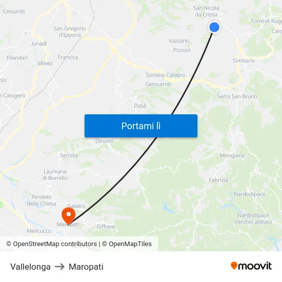 Vallelonga to Maropati map