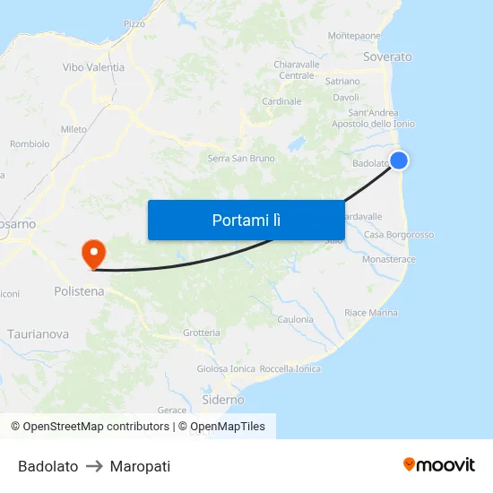Badolato to Maropati map