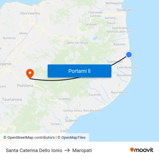 Santa Caterina Dello Ionio to Maropati map