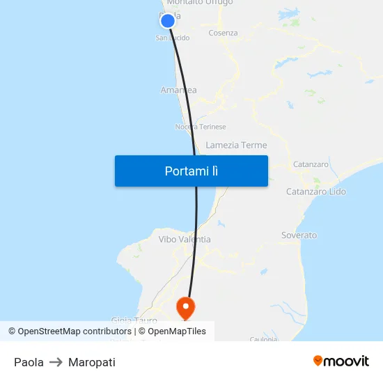 Paola to Maropati map