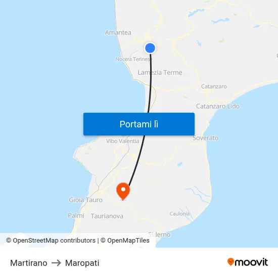 Martirano to Maropati map