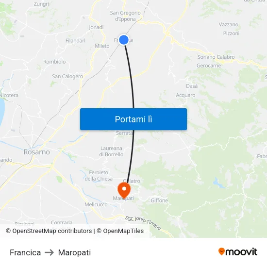 Francica to Maropati map
