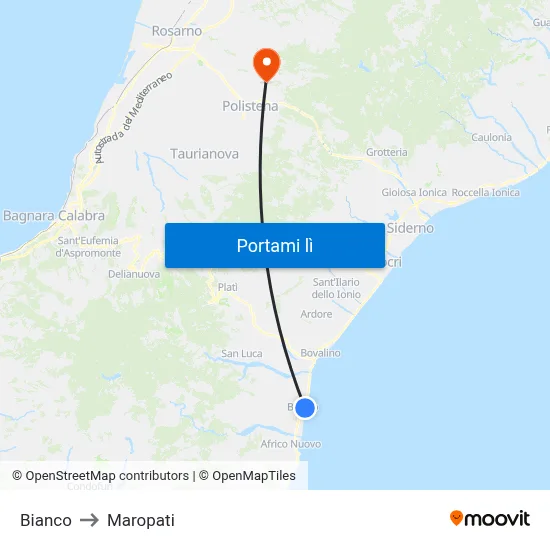 Bianco to Maropati map