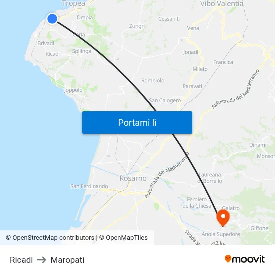Ricadi to Maropati map