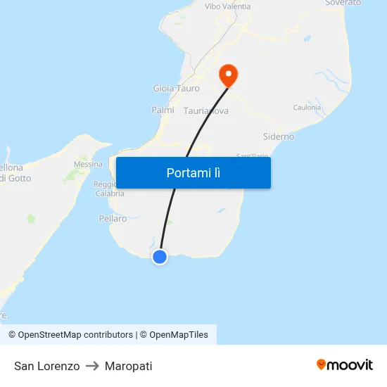 San Lorenzo to Maropati map