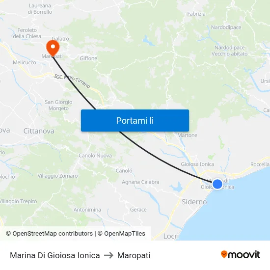 Marina Di Gioiosa Ionica to Maropati map