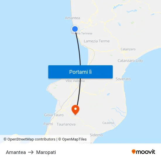 Amantea to Maropati map