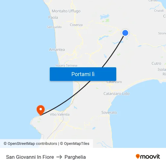 San Giovanni In Fiore to Parghelia map