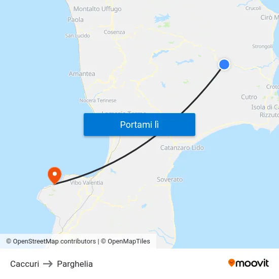 Caccuri to Parghelia map