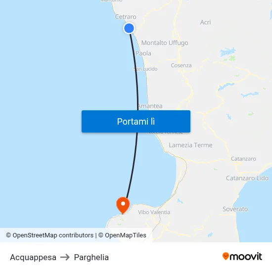 Acquappesa to Parghelia map