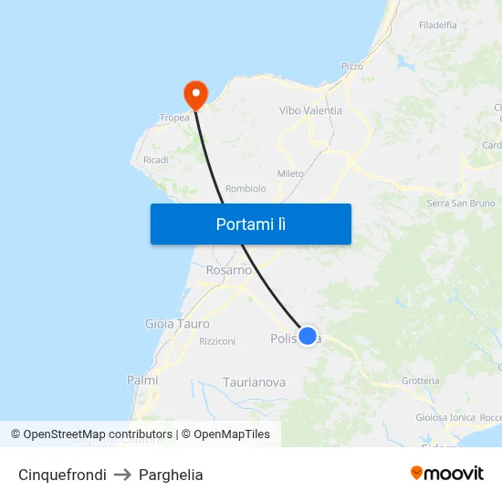 Cinquefrondi to Parghelia map