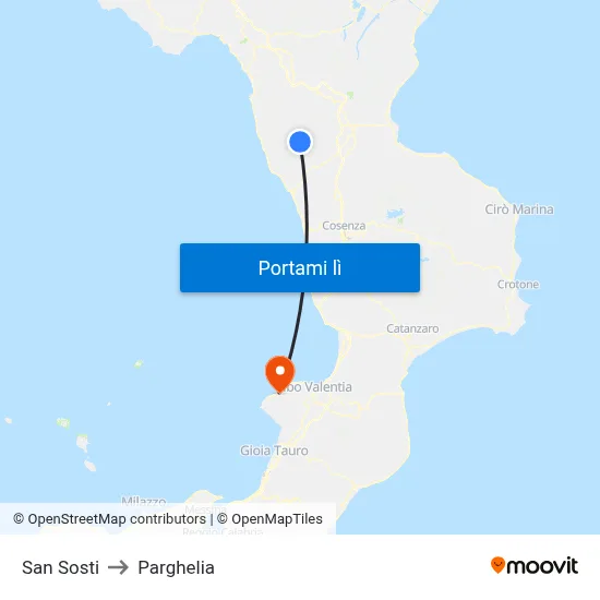 San Sosti to Parghelia map