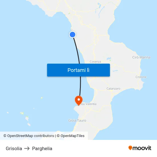 Grisolia to Parghelia map