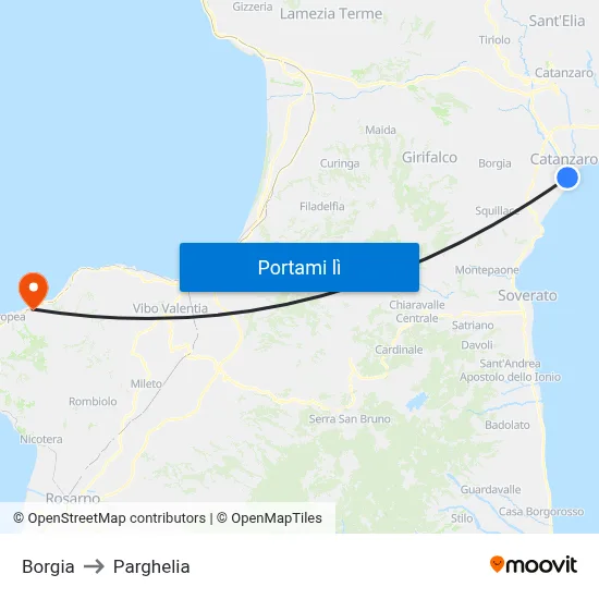 Borgia to Parghelia map